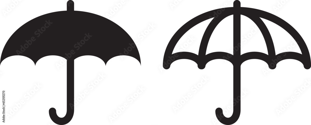 Umbrella silhouette icon graphic. Rain umbrella symbol. Umbrella silhouette icon graphic. Rain umbrella symbol.