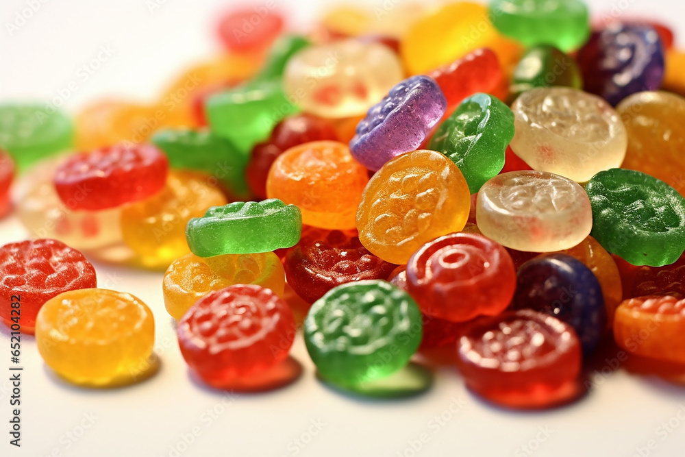 AI Generate A collection of chewy and fruity Fruit Gushers Candie - obrazy, fototapety, plakaty 