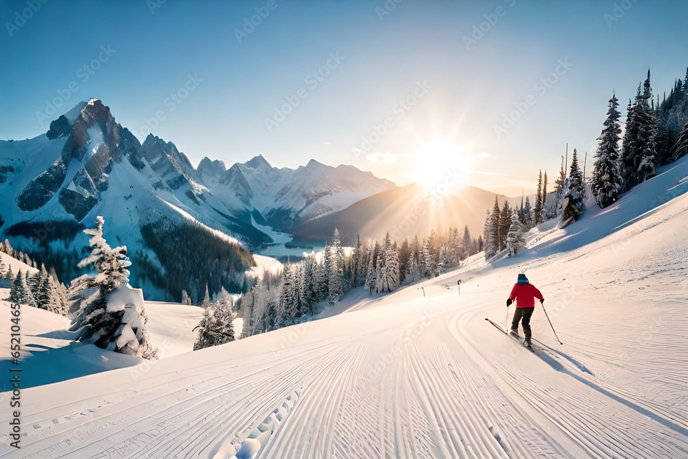 ski resort in winter - obrazy, fototapety, plakaty 