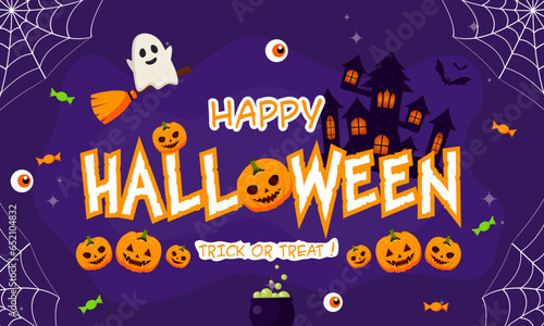 Happy Halloween background template in the darkness with pumpkin