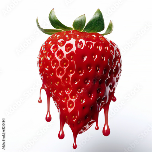 strawberry dripping on white background