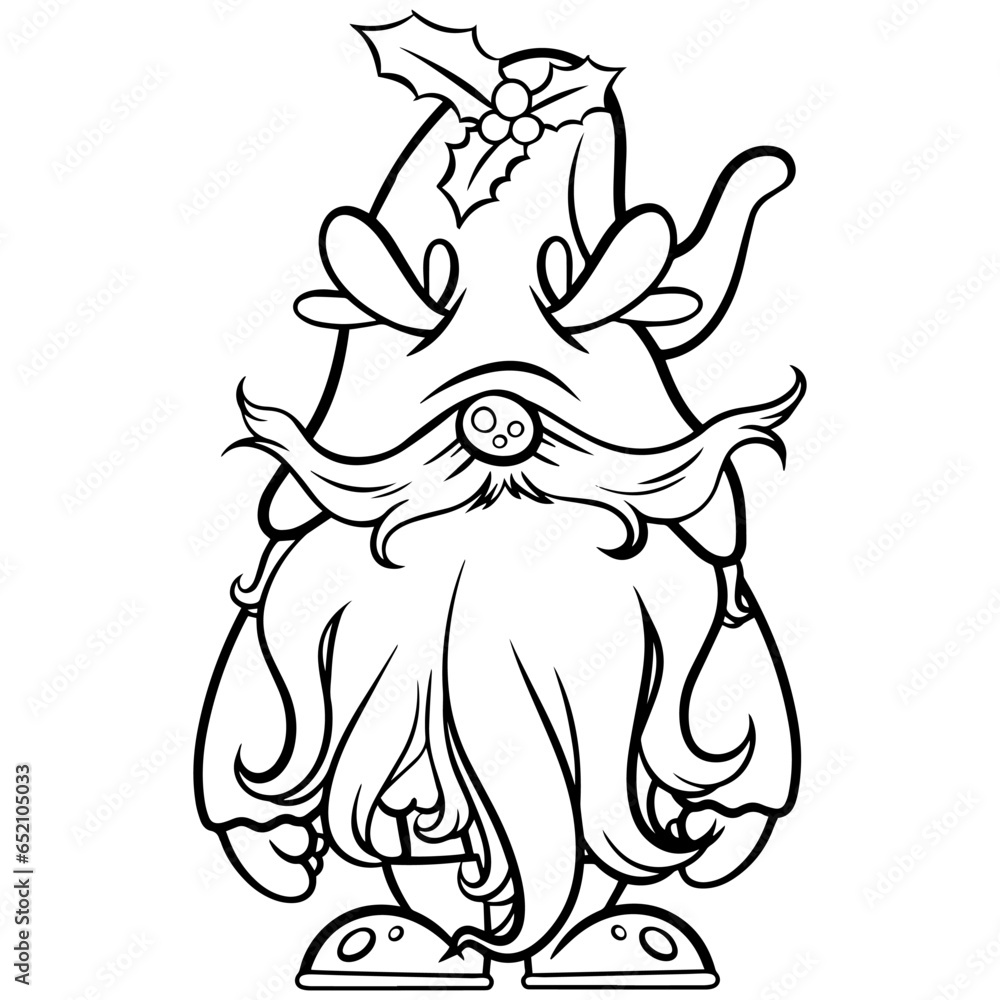 Gnome, black and white stripes on the white background Is a vector image Suitable for coloring Or general lines Gnome, black and white stripes on the white background Is a vector image Suitable for coloring Or general lines