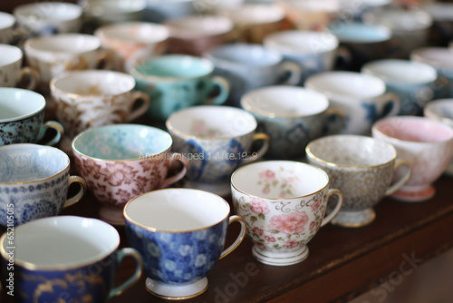 AI Generate A collection of intricate and delicate porcelain teac