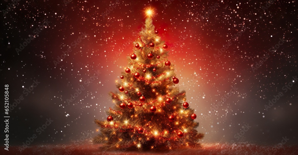 Christmas tree with lights and stars