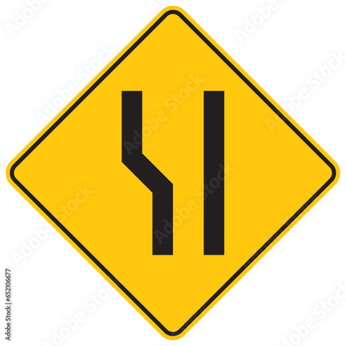 ensanchamiento simétrico de la calzada a la izquierda, icono, vector, símbolo, silueta, ilustración, señal de prevención, señal color amarillo, pictograma, rombo, preventivo, imagen, indicar, norma