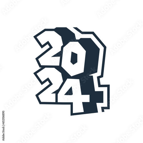 vector happy new year 2024 text design with 3d graffiti style
