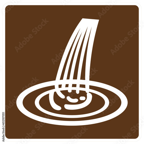 cascada, icono, vector, símbolo, silueta, ilustración, señal, café, señal color café, pictograma, montaña, turístico, señales, imagen, indicar, norma, normatividad, anuncio, estándar, información