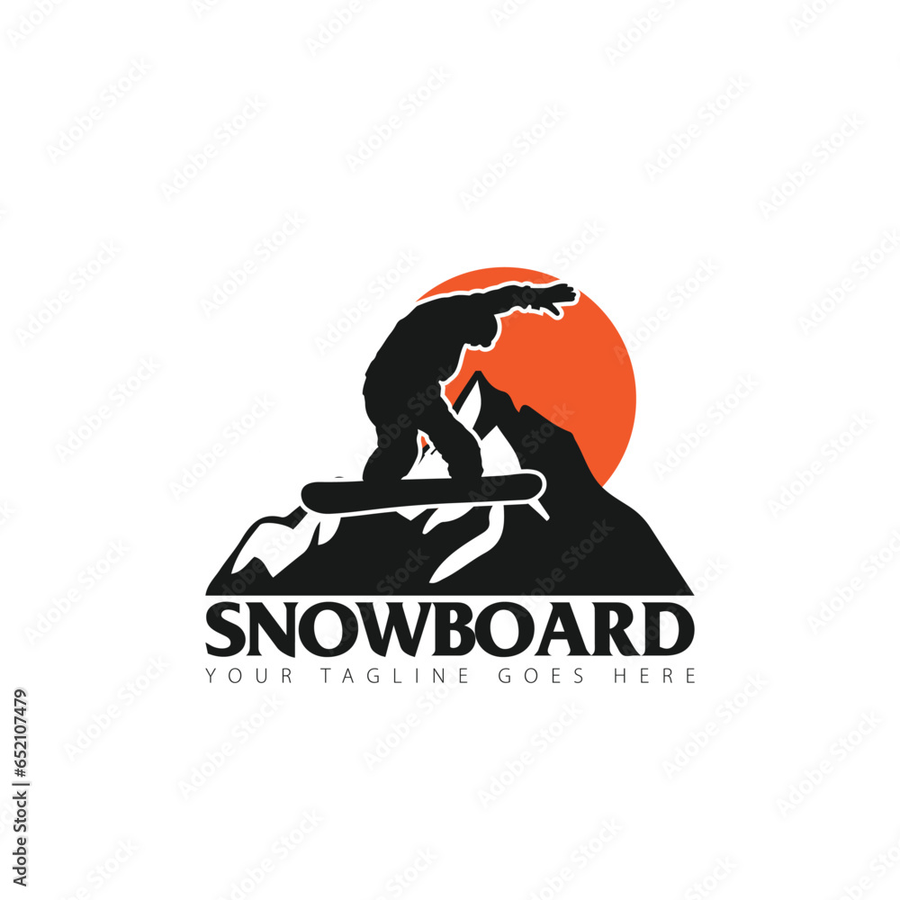 Silhouette of a snowboarder jumping isolated. Vector illustration