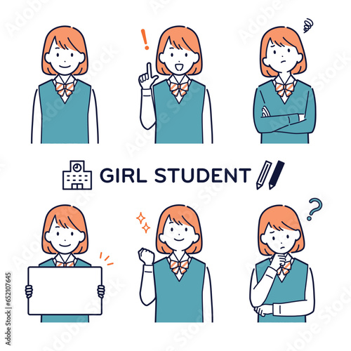 いろいろな表情の女子生徒＿女子中学生・女子高生
