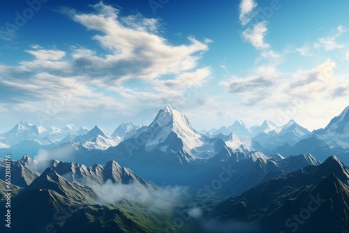 mountains and clouds, Generative AI