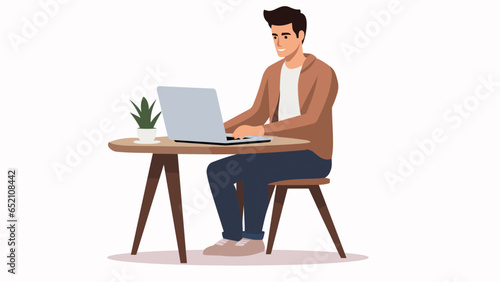 The man working at office. Vector flat illustration