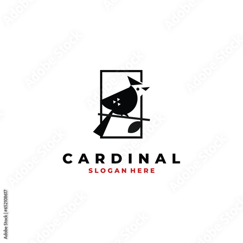 red cardinal bird modern logo vector