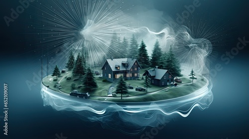 AI-generated illustration of an energy-efficient, electrified home. MidJourney.