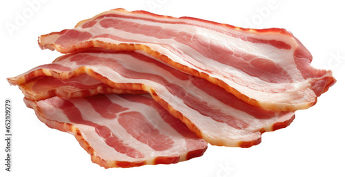 Raw bacon strips isolated.