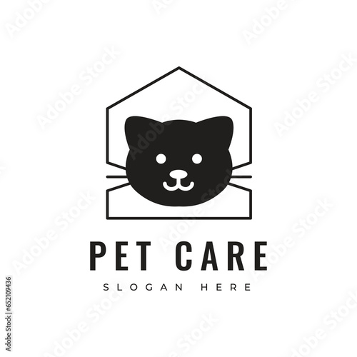 animal cat mammal character pet shop veteranian logo design vector graphic illustration