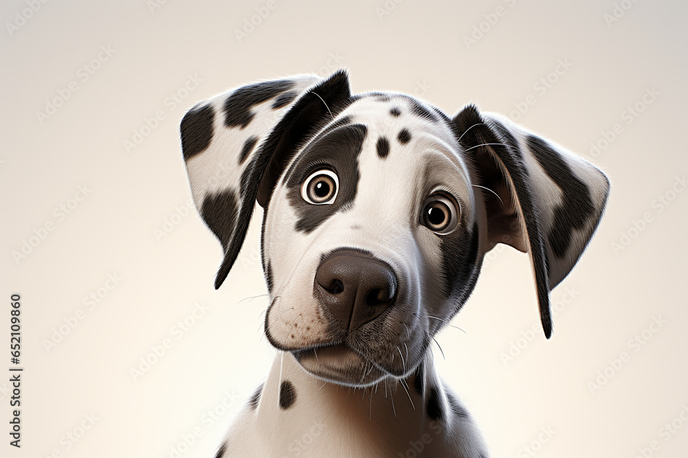 Great Dane on a white background closeup. Adorable animal portrait. Generated by generative AI. - obrazy, fototapety, plakaty 