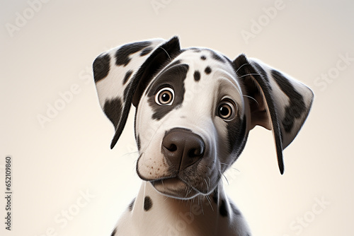 Great Dane on a white background closeup. Adorable animal portrait. Generated by generative AI. photo