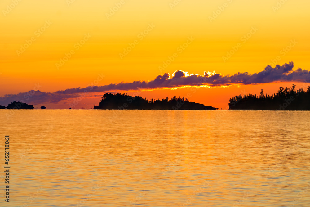 Sunrise over Rock Harbor from Three Mile Campground, Isle Royale National Park, Michigan