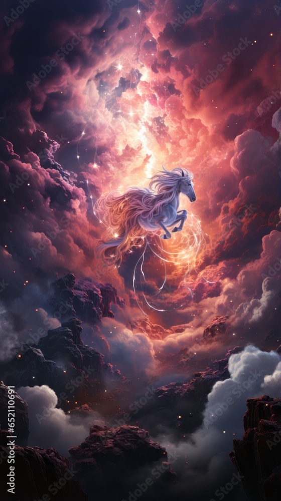 Wallpaper of Sparkling Stars and Magical Unicorns in a Dreamy Night Sky ...