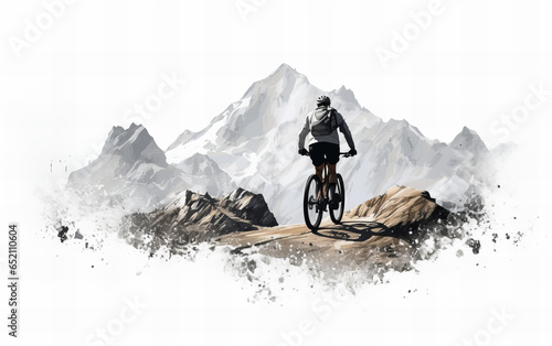 cycler on the bicycle in the mountains photo