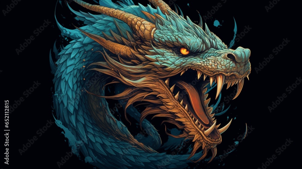 Dragon dragon tattoo illustration.Generative AI Dragon dragon tattoo illustration.Generative AI