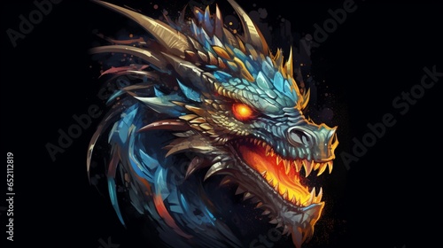 Dragon dragon tattoo illustration.Generative AI