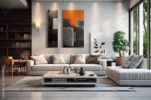 Modern living room with sofa and furniture. © FurkanAli