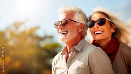 Love and Laughter Fill the Air as a Senior Couple Enjoys the Park - Generative AI