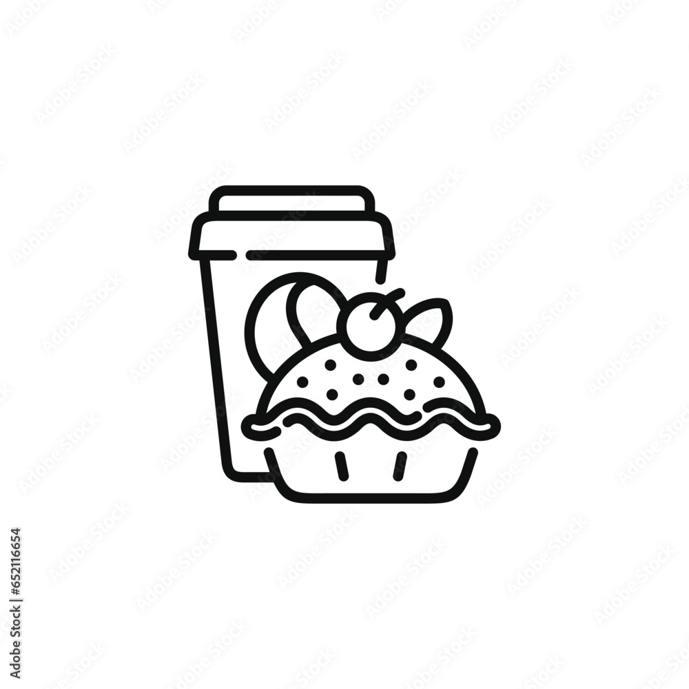 Pie and drink line icon. Fast food line icon isolated on white background Pie and drink line icon. Fast food line icon isolated on white background