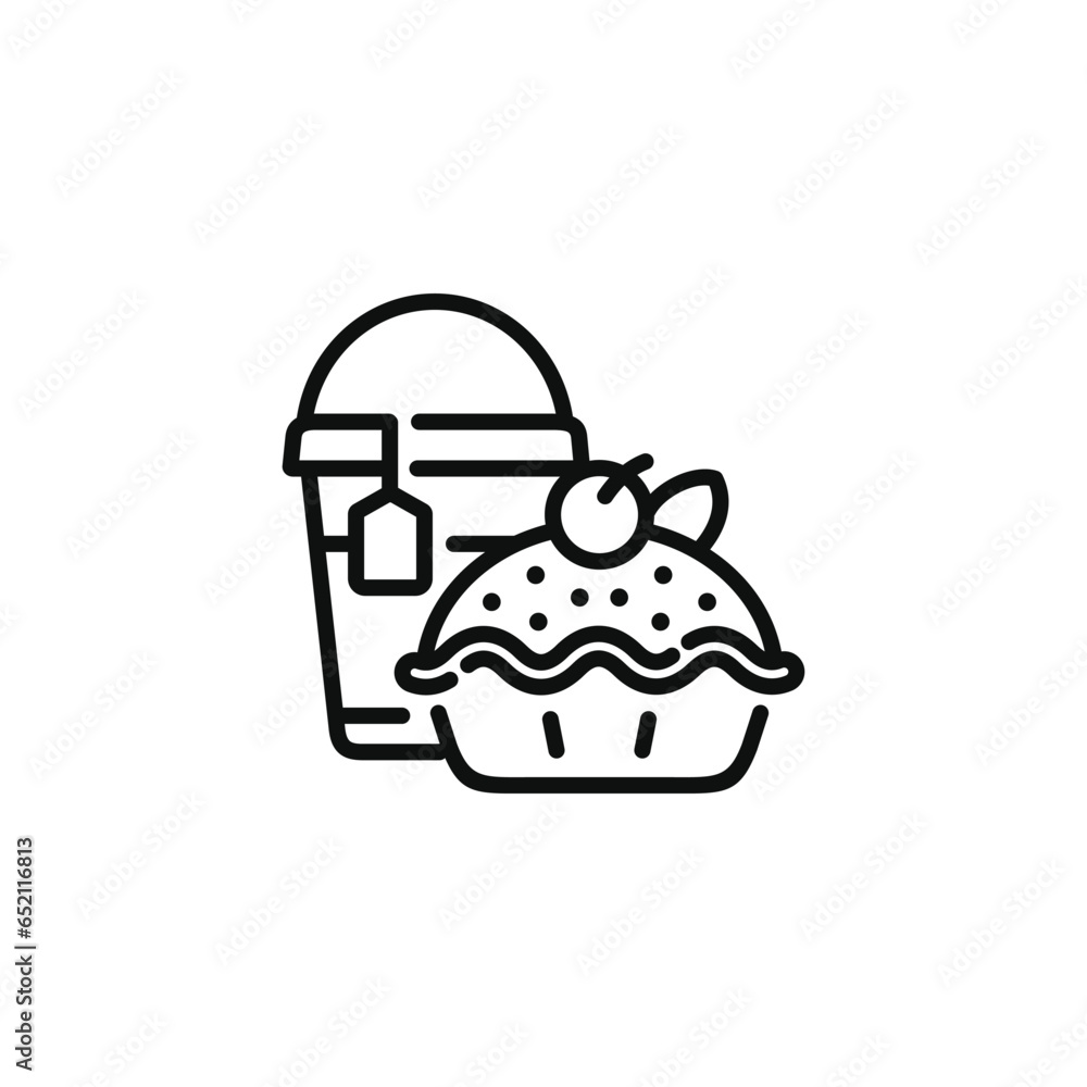 Pie and drink line icon. Fast food line icon isolated on white background Pie and drink line icon. Fast food line icon isolated on white background