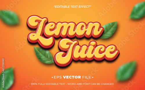 Lemon juice editable text effect template vector use for social media advertising or promotions