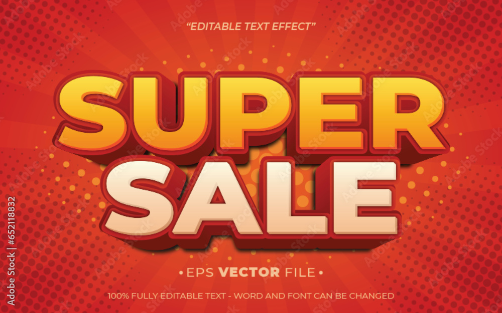 Super sale editable 3d text effect vector  template use for business brand,flyer and advertising  social media