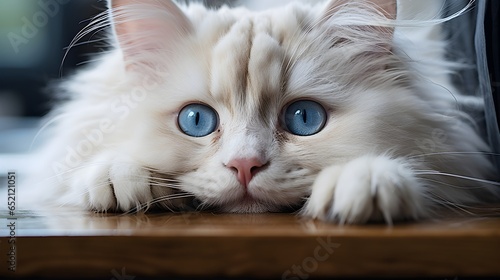 Enchanting Gaze: White Cat with Blue Eyes