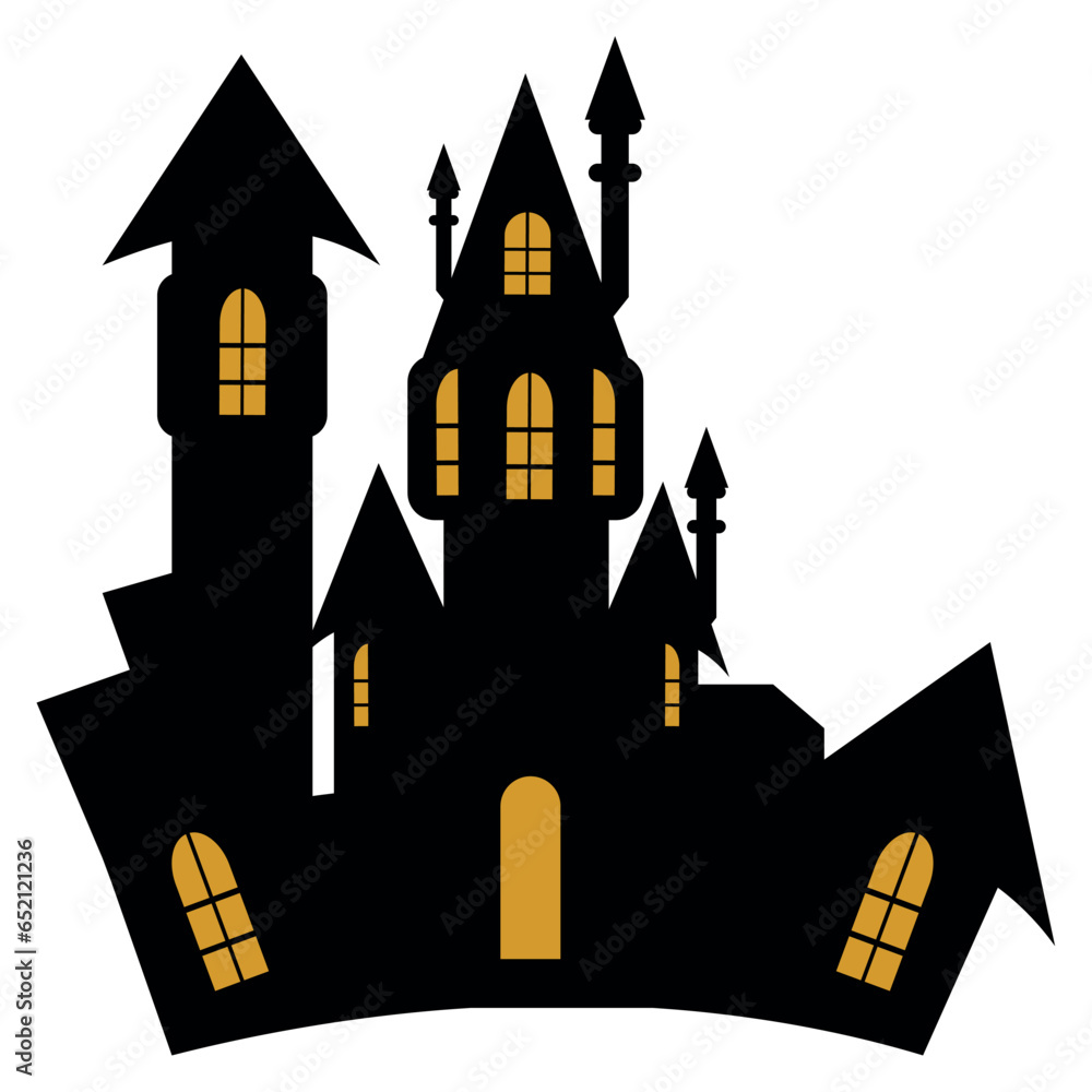 halloween castle design icon