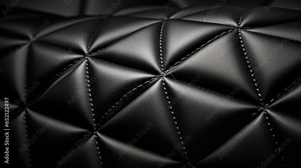 Obraz premium Closeup of padded black leather upholstery.