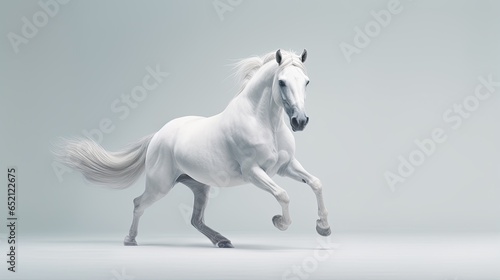 Image of a lonely white horse on a white background.