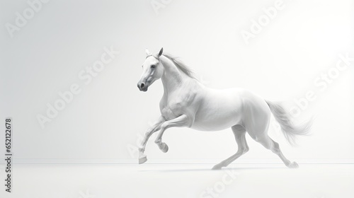 Image of a lonely white horse on a white background.