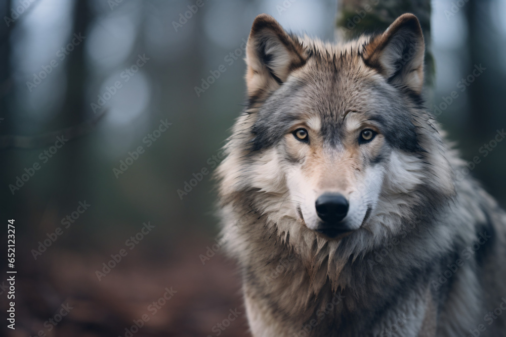 wolf in the woods close up wolf in the woods close up