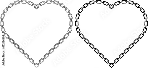 outline silhouette heart chain link frame set