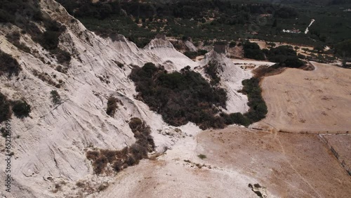 gorgeous birds eye view of Komolithi geological phenomenon at Potamida in Crete. Greece. High quality 4k footage photo