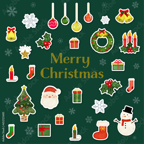 クリスマスのアイコン 水彩風イラスト素材セット