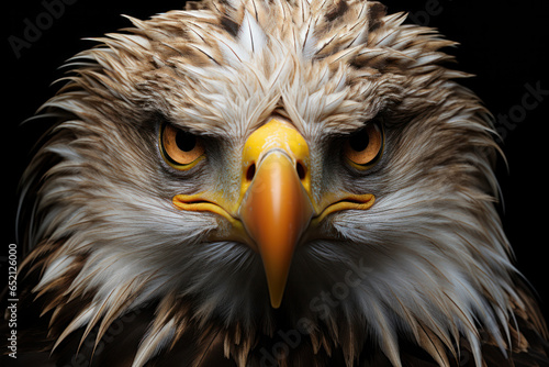 Close Up of a Head of Bald Eagle, Bird, Wild Animal. Generative AI