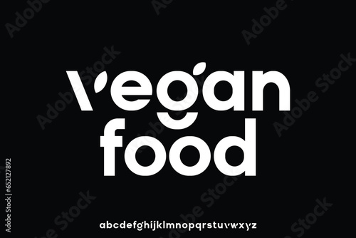 Unique modern bold sans serif vegan food alphabet display font vector