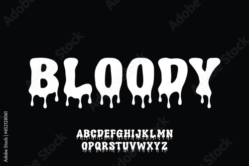 Decorative bold bloody alphabet display font vector illustration