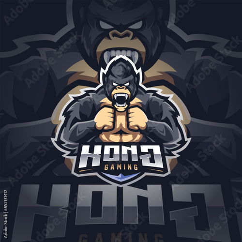 Kingkong Mascot Esport Logo Design Illustration For Gaming Club