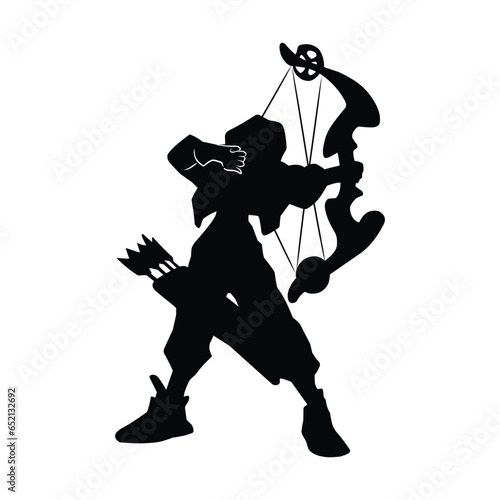 silhouette of the movements and body shape of an archer