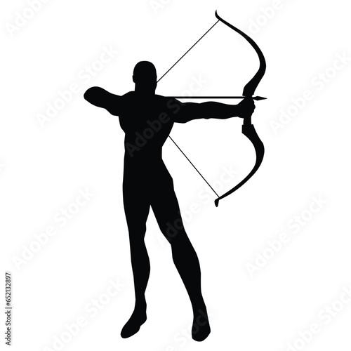 silhouette of the movements and body shape of an archer
