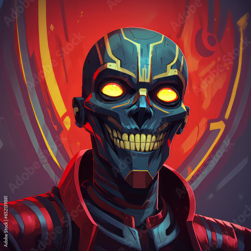 Stylized sinister rictus grin