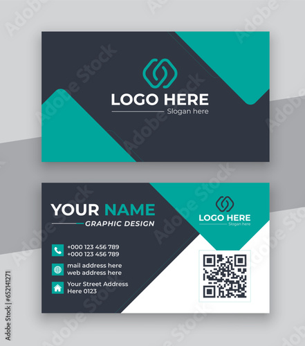 Double-sided Modern Business Card Design Template, horizontal simple clean template