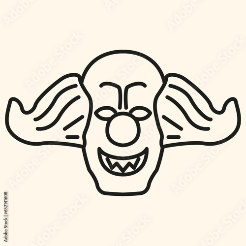 Vector Line art illustration horror clown. Simple outline clown. halloween scary clown
icon lineart for the illustration design, website and graphic design.